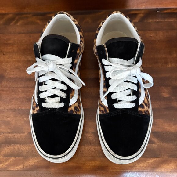 VANS OLD SKOOL LEOPARD BLACK/WHITE/BEIGE ANIMAL PRINT Size Mens 7 Women's 8.5 - Picture 2 of 8